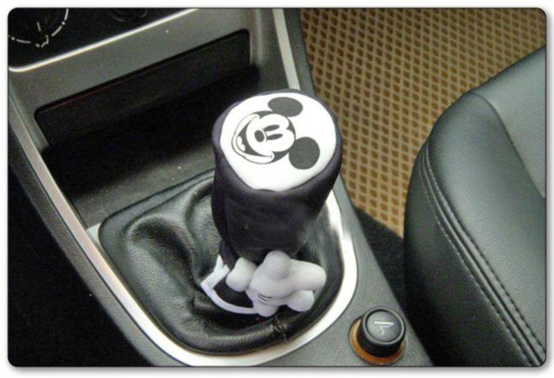 Car use gear knob cover decoration mickey mouse black & white hand car design