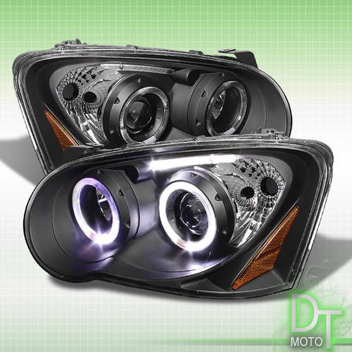 Black 04-05 subaru impreza sti dual halo led strip bar projector headlights