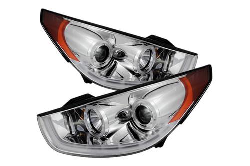 Spyder hytu10drlc chrome clear projector headlights head light w leds