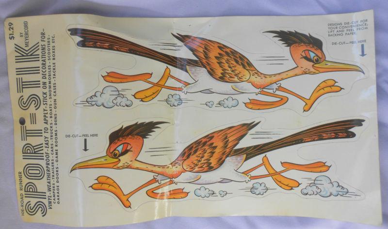 Vintage road runner auto decal set meyercord 10e truck car