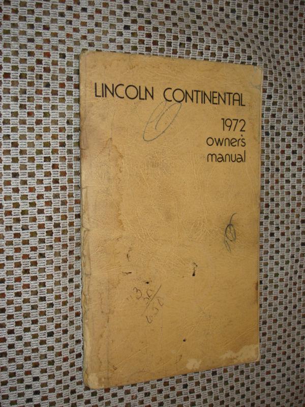 1972 lincoln continental owners manual original glovebox book