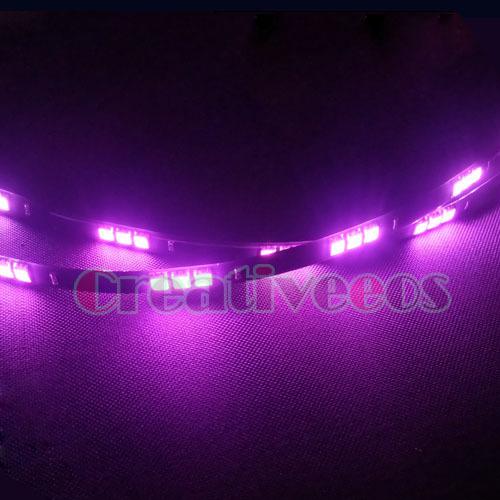 2pcs 120cm 60leds 5050 smd 12v car flexible led strips grille light pink purple