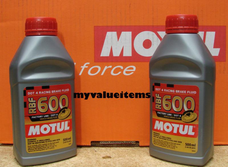 2 motul rbf 600 factory line dot 4 racing brake fluid 100% synthetic 500 ml each