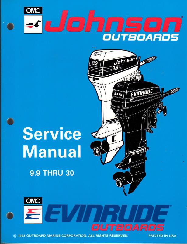 1994 omc outboard motor 9.9 thru 30 hp service manual p/n 500607 