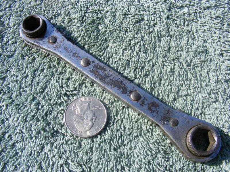 Vintage matco tools double box end ratcheting wrench 3/8" 7/16" wrt1214 6 point