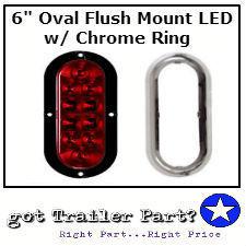 (1) trailer red led surface mount 6" oval stop turn tail light sealed w/ring new