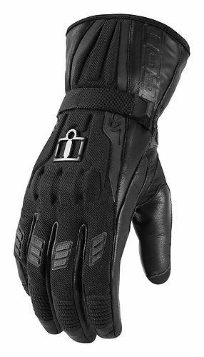 New icon device touchscreen long adult leather gloves, black, large/lg