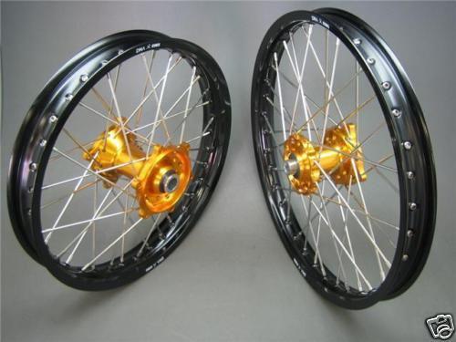 Suzuki rmz250 dna mx wheel set motocross 21"x1.60"/19"x1.85" 2007-2013 blk/gold
