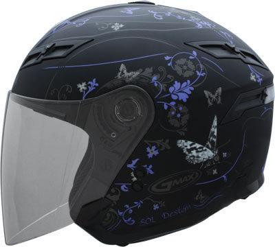 New gmax gm67 butterfly open-face adult helmet, purple, small/sm