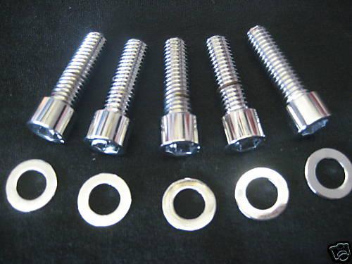 Chrome pulley bolts & washers for harley (5) pcs 7/16"-14 x 1.00"