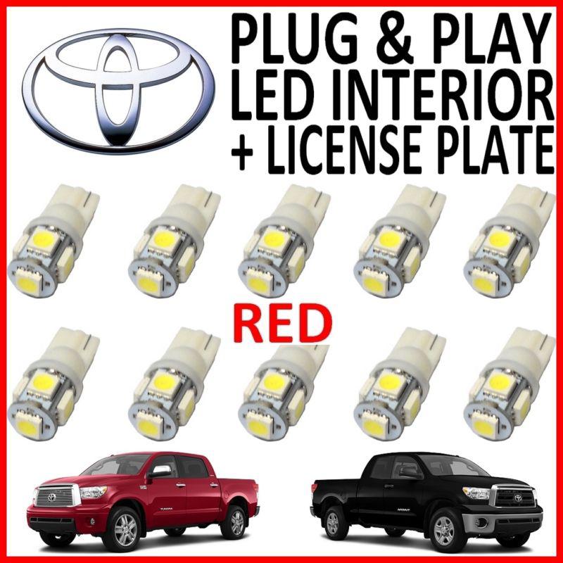 10 piece super red led interior package kit + license plate tag lights tt1r