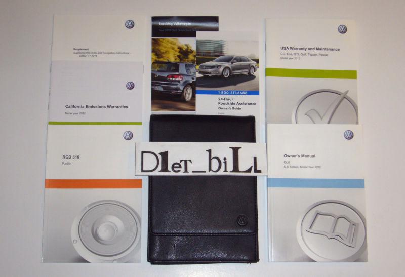 Oem 2012 vw volkswagen golf owner's manual set w/ oem vw leather case