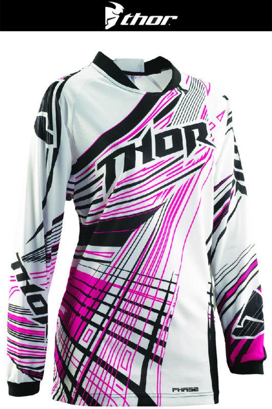 Thor womens phase flora magenta white pink dirt bike jersey motocross mx atv '14