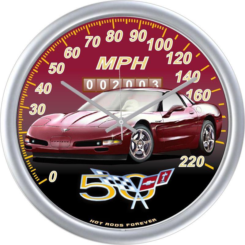 2003 vette 50th anniversary special edition burgundy 14 inch speedometer clock
