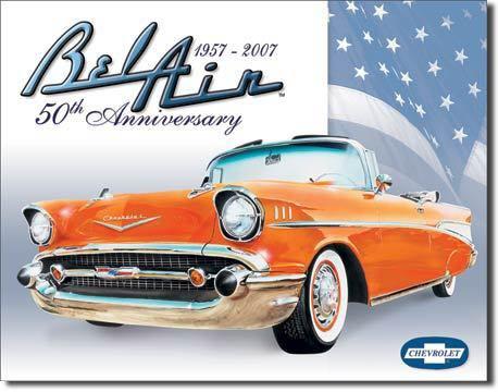 Vintage replica tin metal sign chevy bel air anniversary chevrolet muscle 1395