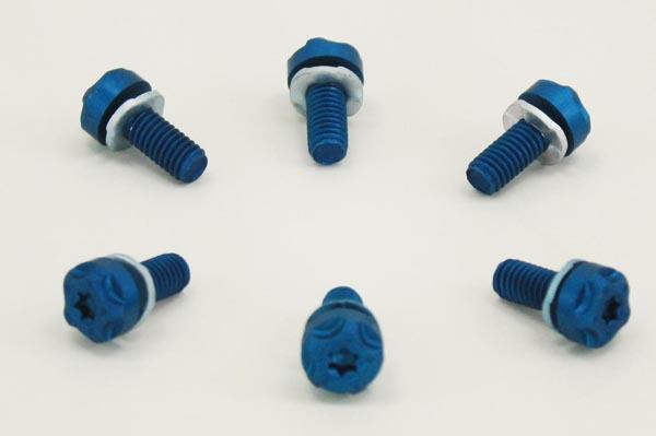 Two brothers custom shop blue end cap exhaust hex screw set bolts