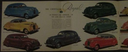 1937 chrysler royal imperial airflow original color sales brochure nos