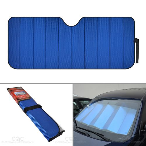 Standard auto sun shade foldable metallic blue wind shield lid reversible shade