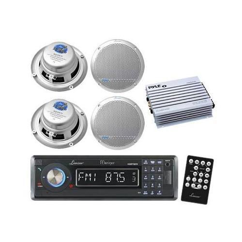 Marine yacht detachable face mp3/usb receiver /bluetooth 400w amp 4 speakers kit