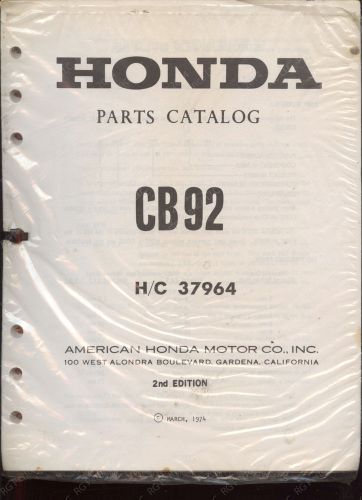 Original 1974 honda cb92 parts list 2nd edition