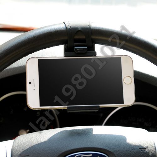 Car steering wheel iphone 4 4s 5 5c 5s 6 htc amazon fire phone gps holder black
