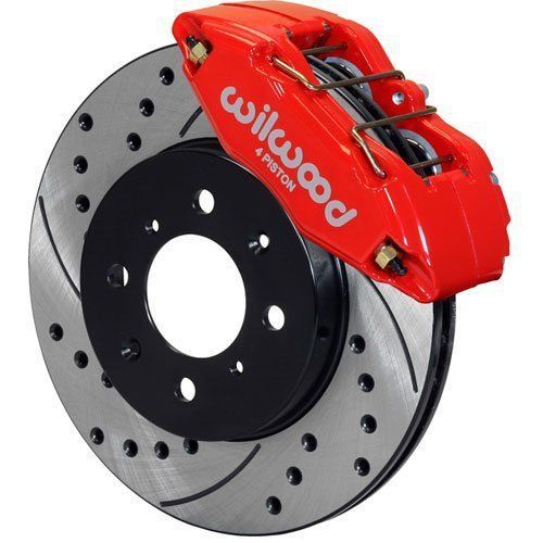 Wilwood 140-12996-dr brake kit with drilled rotors, red, front