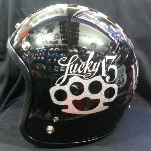 3/4 custom paint triumph bsa lucky 13 cafe racer metal flake motorcycle helmet 