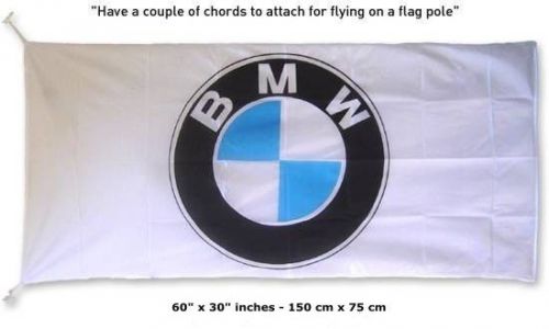 New bmw logo white flag banner sign 30x60 inches serie 5 6 z8 z4 i8 i3 x6 m i