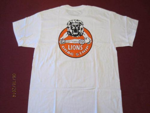New lions drag strip orange  vintage  tee-shirt large white 42-44