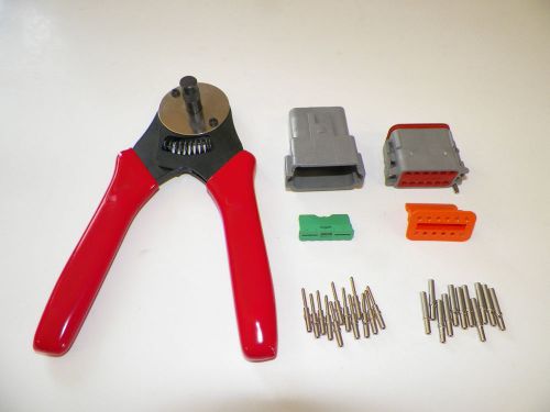 Gray deutsch dt 12x connector kit with solid terminal crimper tool male  female