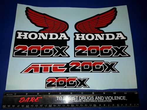 Honda atc 200x custom 4pc decal sticker emblem trx   0em black and chrome hrc