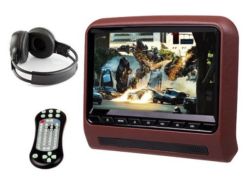Single 9 inch car headrest dvd player wireless headphone – fm ir sd usb games