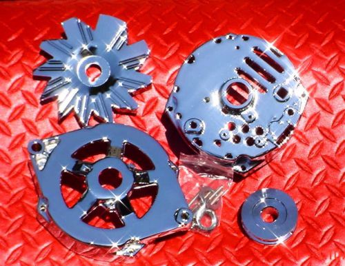 Alternator housing kit chrome with pulley, fan  nut1973 - 1985 gm style 6679