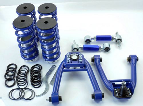 Honda civic 96-00 front rear camber kits &amp; lowering coilover springs - blue