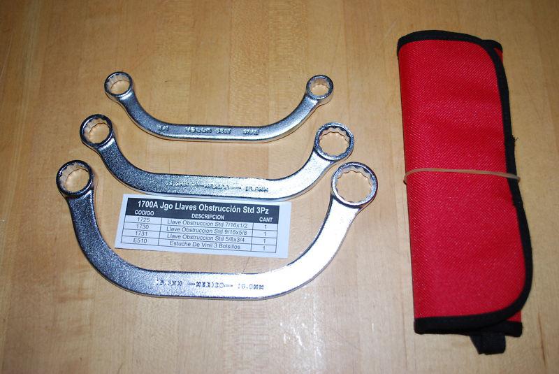Nos urrea professional tools 3pc. sae obstruction wrench set, made in mexico