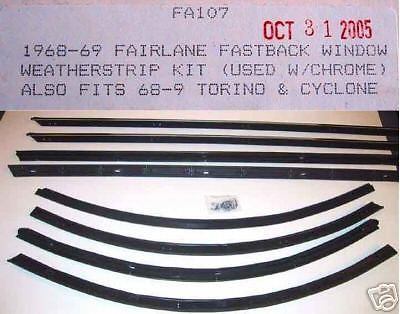 1968 1969 fairlane torino fastback window weatherstrip