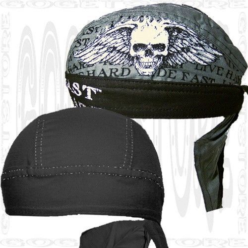 Graveyard do sweat band skull cap doo rag head wear 2 lot biker du wear hats