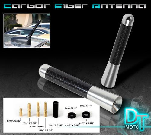 Silver 3" inch real carbon fiber antenna stubby billet aluminum for car & truck
