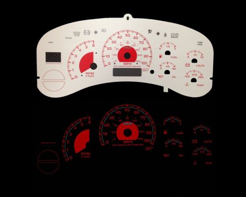 99-02 c/k 1500 silverado tahoe red indigo glow white gauges (i-240)