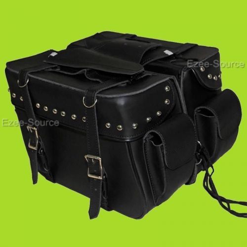 15&#034; w x 11&#034; h waterproof studded saddlebags w/ side pockets for honda - hv96