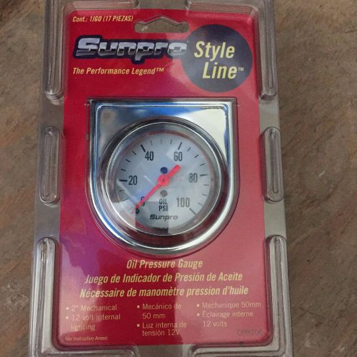 Sunpro cp8206 styleline mechanical oil pressure gauge - white dial new