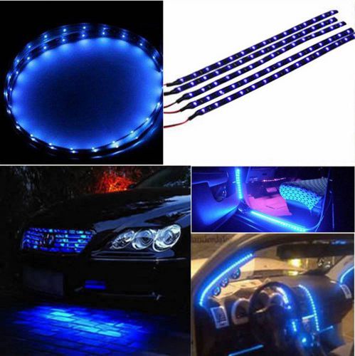 New 15 leds 12v 30cm car motor vehicle flexible waterproof strip light blue