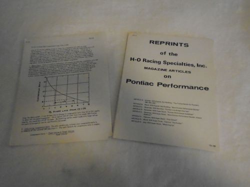 Pontiac heavy duty parts and specifications manual h.o racing specialties inc