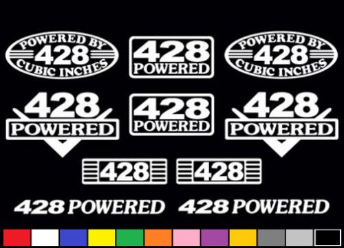 10 decal set 428 ci v8 powered pmd cj scj engine stickers emblems vinyl decals