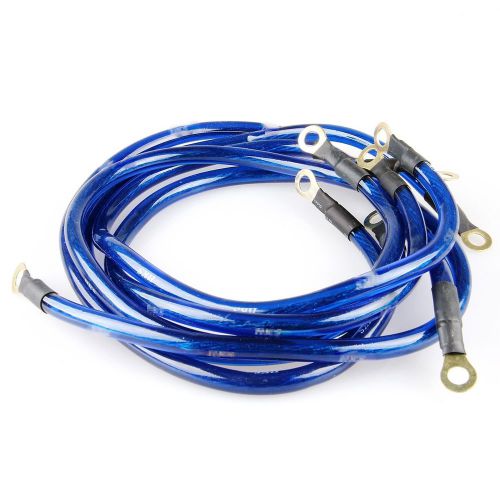 Auto high ground/grounding system wire kit cable fit for universal 5-point blue