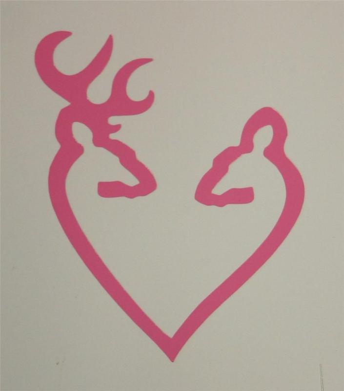 Browning heart - pink - deer decal sticker for window helmet hardhat