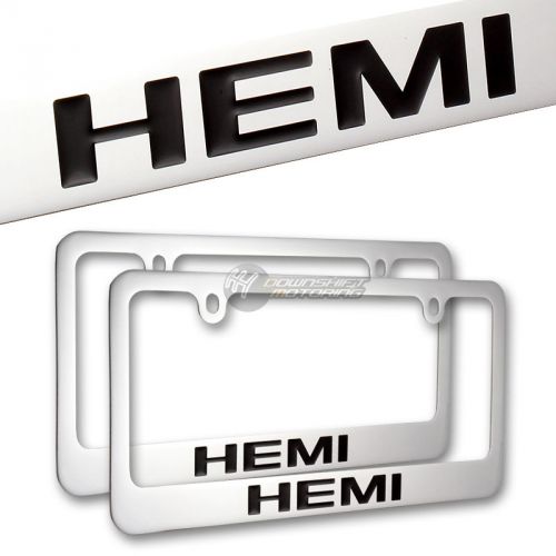 X2 dodge ram hemi chrome plated brass license plate frame hand painted engraved