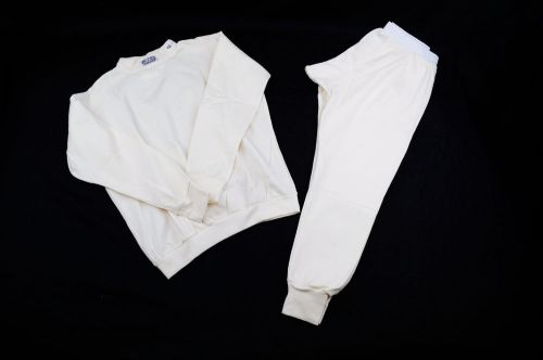 Rjs sfi 3.3 fr racing armor underwear aramid nomex 2 piece top &amp; bottom white 2x