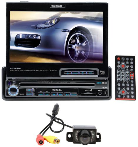 Ssl sd704m 1-din in-dash 7&#034; car monitor dvd player receiver w/usb/sd/aux+camera