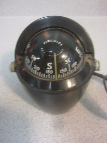 Airguide illuminated liquid filled boat compass  3 1/2&#034; wide with aluminum yoke